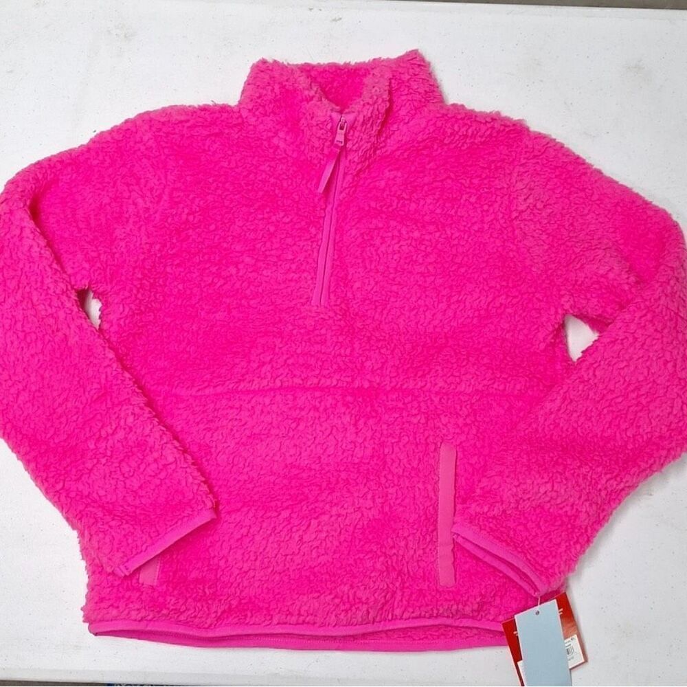 NEW! Kids' Faux Shearling Half Zip-Up Pullover Pink Girls Soft Winter Warm Top - Picture 2 of 8